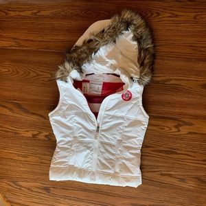 Ladies White Hooded Vest